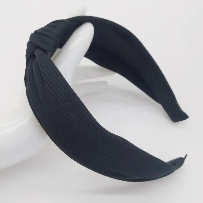 Pink Waffle Headband with Black Striped Back - Image 3
