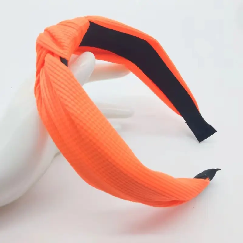 Pink Waffle Headband with Black Striped Back - Image 4