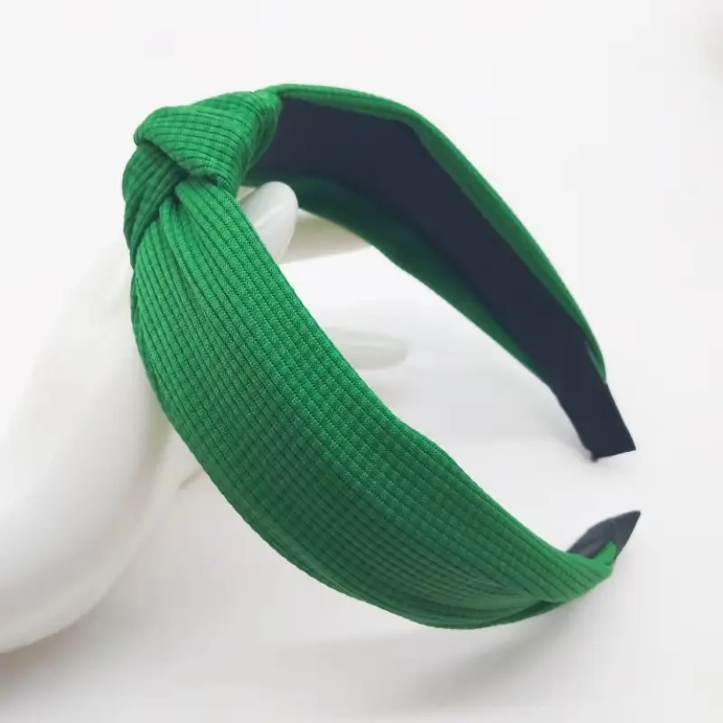 Pink Waffle Headband with Black Striped Back - Image 5