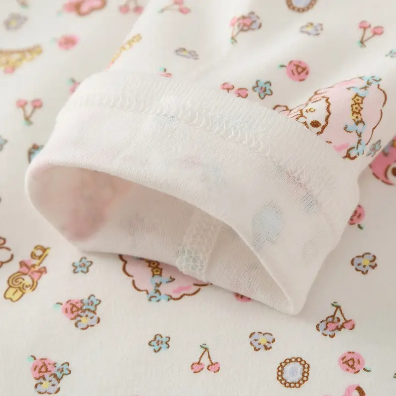 Girls Cotton Thermal Pajamas Set Pink White - Image 6