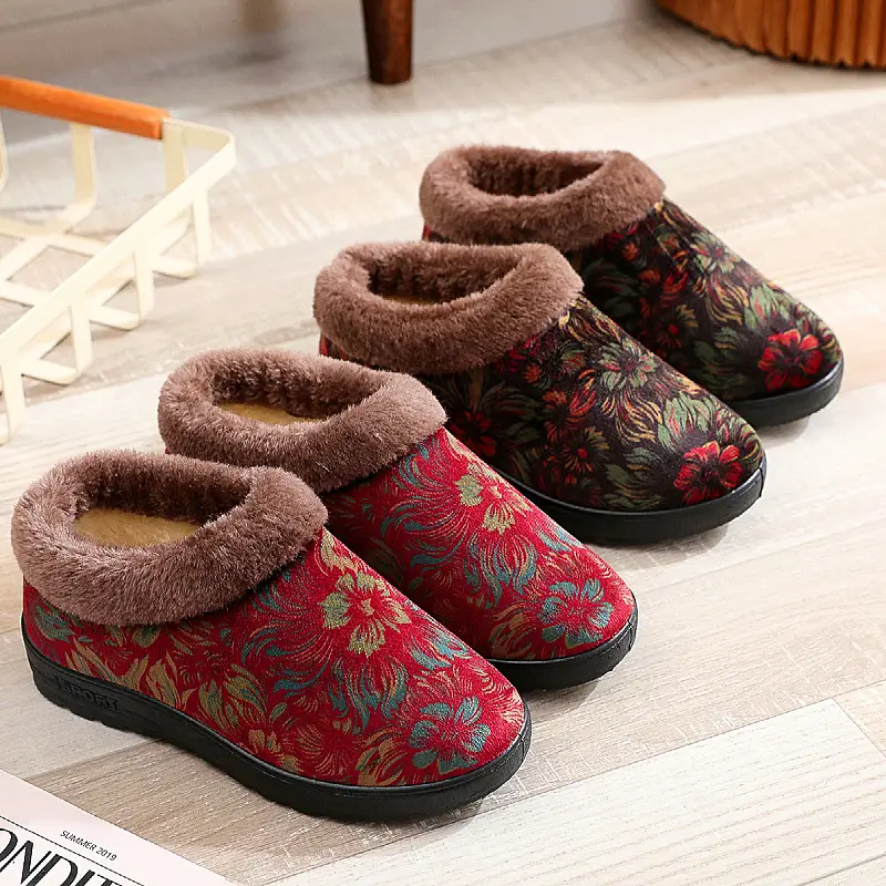 Winter New Old Beijing Women's Cotton Shoes Home Indoor Shoes fleece-lined Thickened Warm Comfortable Non-slip Soft Sole Mother Shoes - Image 9