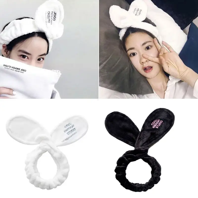 Black Korean Rabbit Ears Hair Band Adjustable Wire Knot Cross Wash Hair Band Cute Sweet Embroidered Hair Accessories - Image 8