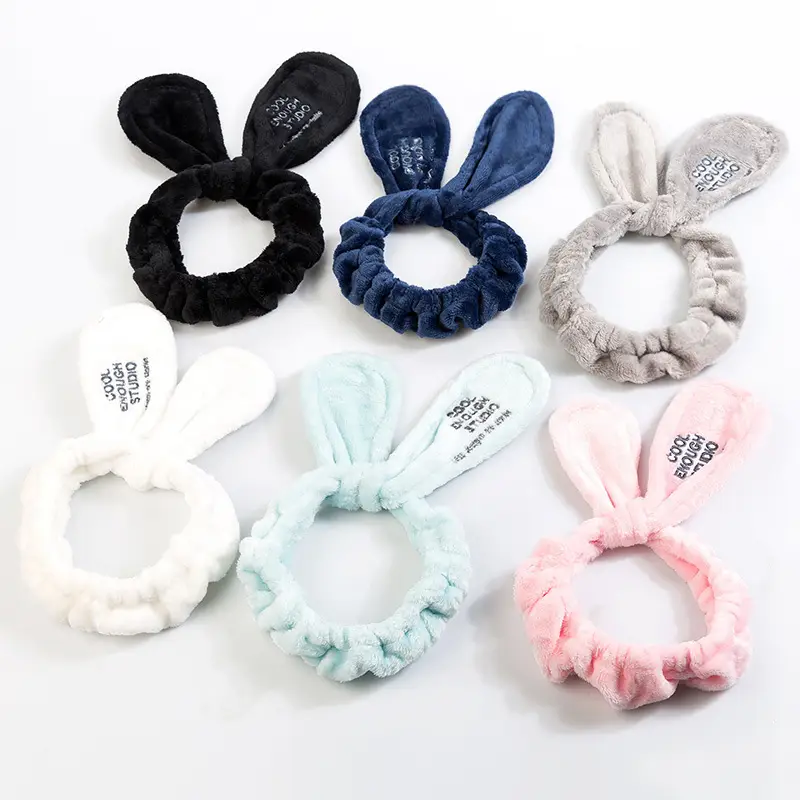 Black Korean Rabbit Ears Hair Band Adjustable Wire Knot Cross Wash Hair Band Cute Sweet Embroidered Hair Accessories - Image 9
