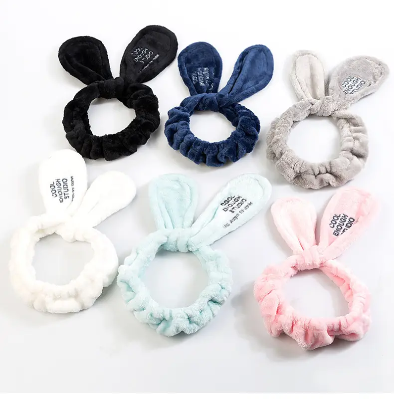 Black Korean Rabbit Ears Hair Band Adjustable Wire Knot Cross Wash Hair Band Cute Sweet Embroidered Hair Accessories — feature 6
