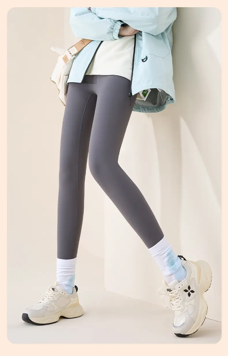 Women Fleece Lined Yoga Pants Grey Winter Warm — feature 14