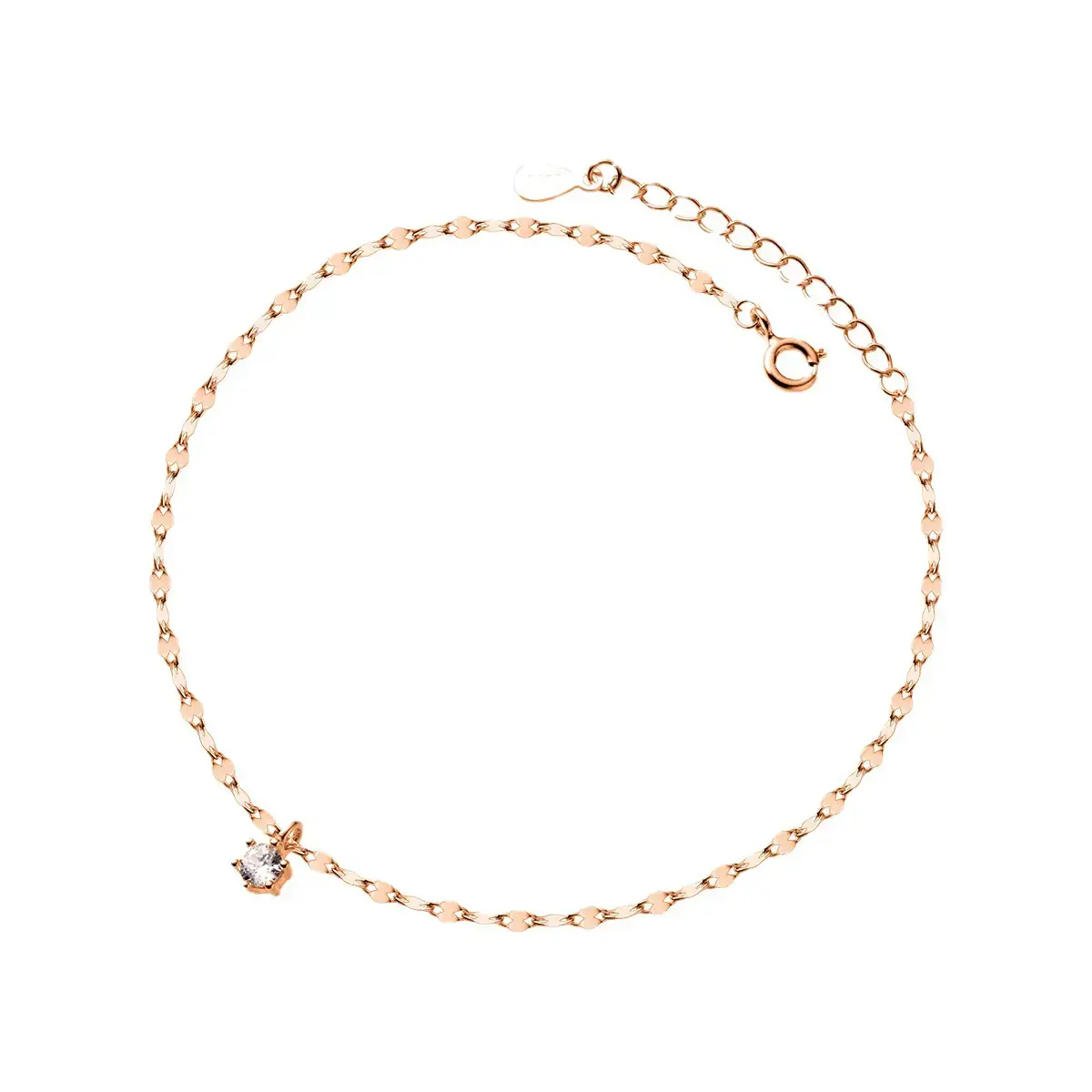 Rose Gold Single Diamond Anklet for Women