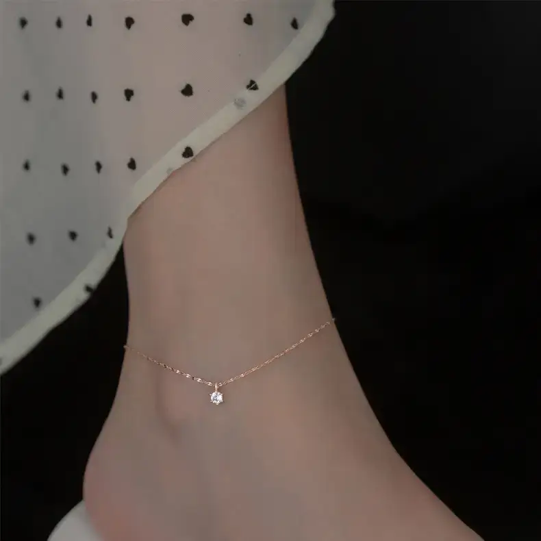 Rose Gold Single Diamond Anklet for Women — feature 2