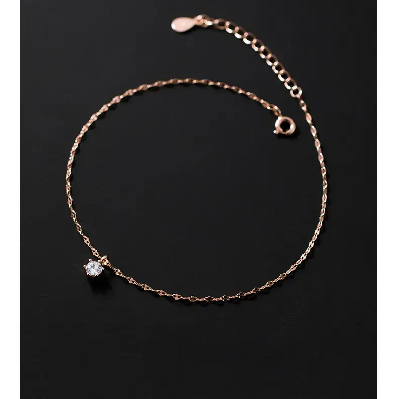 Rose Gold Single Diamond Anklet for Women — feature 7