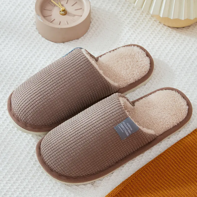 Cixi 2025 New Corn Velvet Floor Slippers for Men, Non-Slip and Wear-Resistant, Wholesale for Hotels and Street Stalls