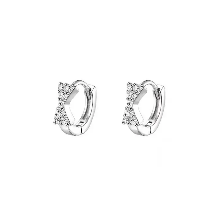 Korean Bow Ear Buckle Light Luxury Diamond Earrings Set - Image 7