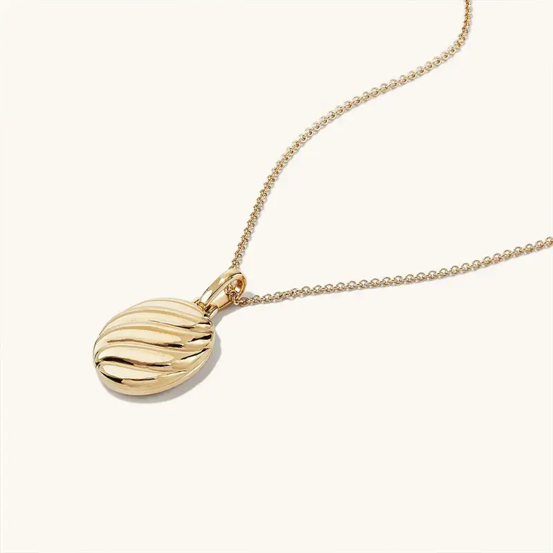 Gold Geometric Oval Necklace with Cross-Border Design - Image 7