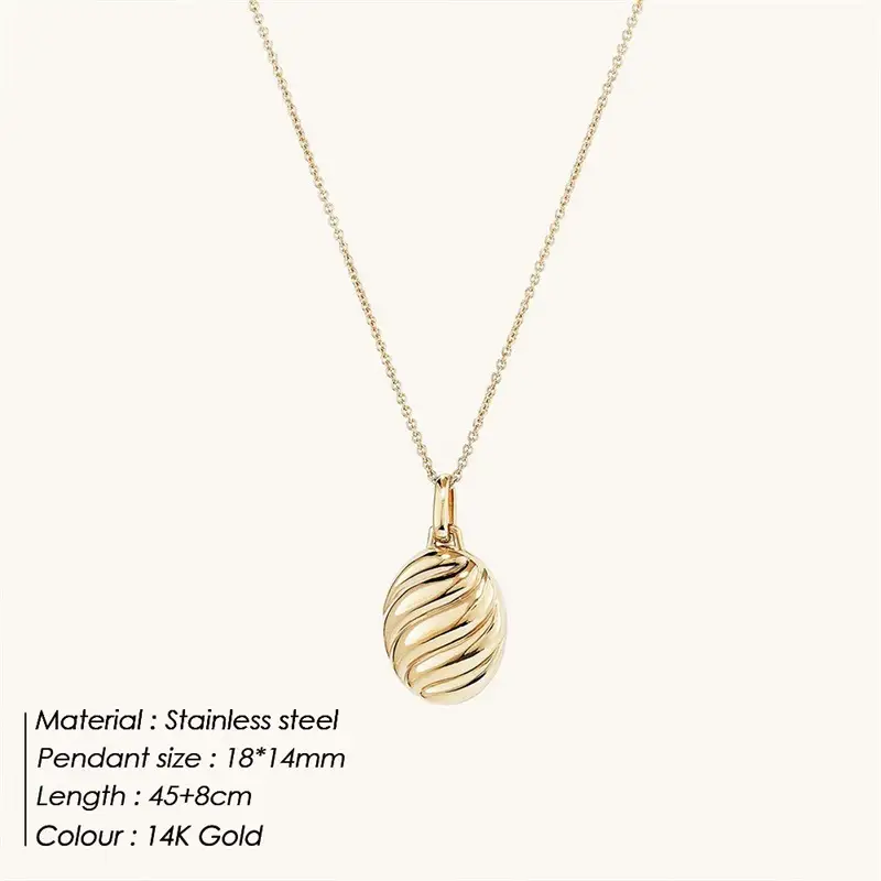 Gold Geometric Oval Necklace with Cross-Border Design - Image 2