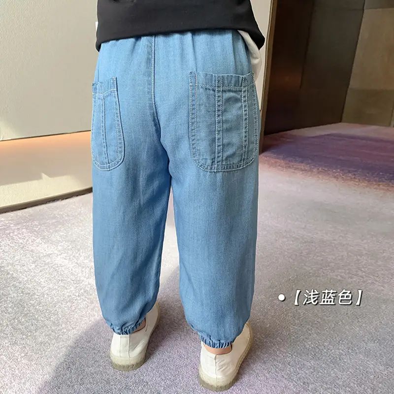 Boys Anti-Mosquito Pants Blue Cotton Summer Trousers - Image 5