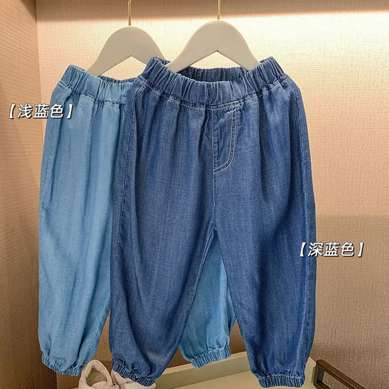 Boys Anti-Mosquito Pants Blue Cotton Summer Trousers - Image 6