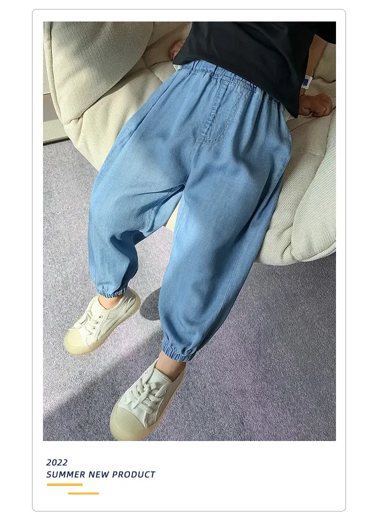 Boys Anti-Mosquito Pants Blue Cotton Summer Trousers — feature 10