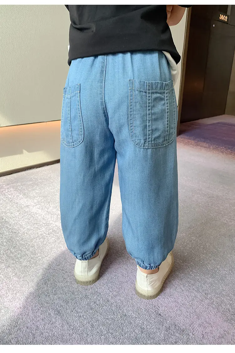Boys Anti-Mosquito Pants Blue Cotton Summer Trousers — feature 11