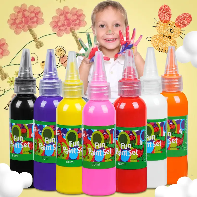 Factory Direct Sales Children's Finger Watercolor Washable Bottled 60ml Kindergarten Watercolor