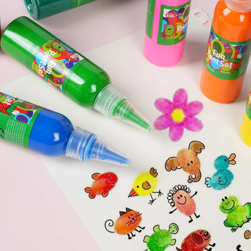 Factory Direct Sales Children's Finger Watercolor Washable Bottled 60ml Kindergarten Watercolor