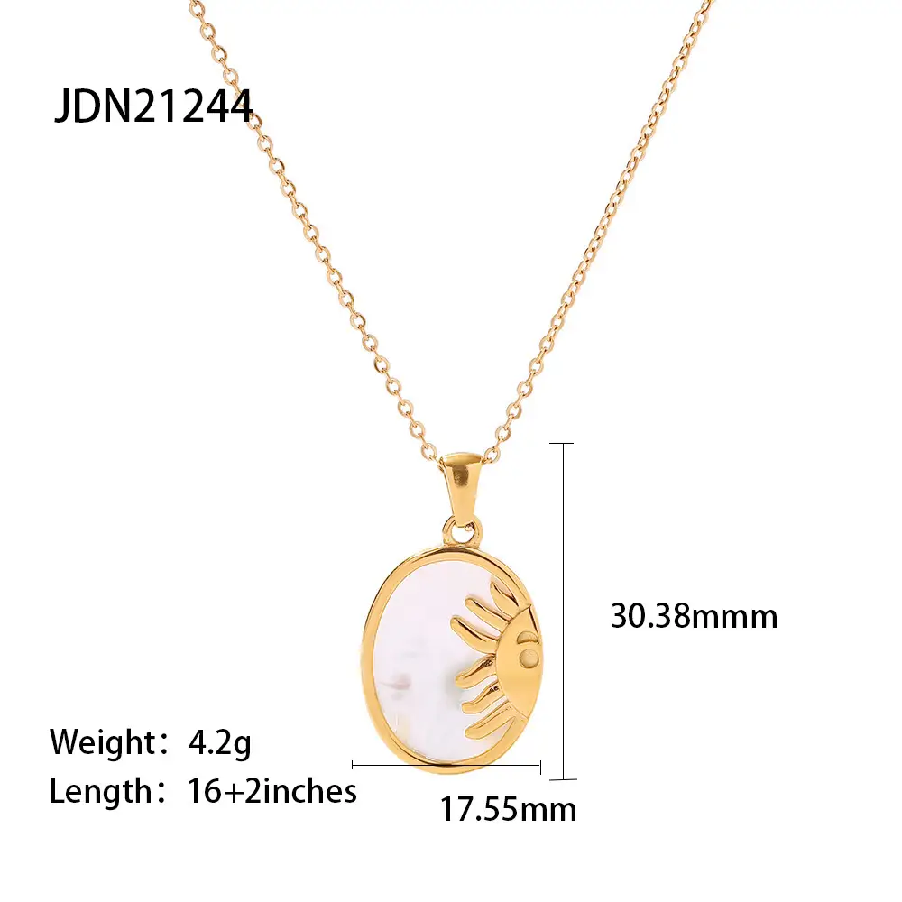 French Retro Bamang Pendant Necklace 18k Zircon Water Ripples - Image 2