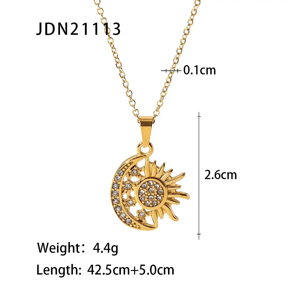 French Retro Bamang Pendant Necklace 18k Zircon Water Ripples - Image 3