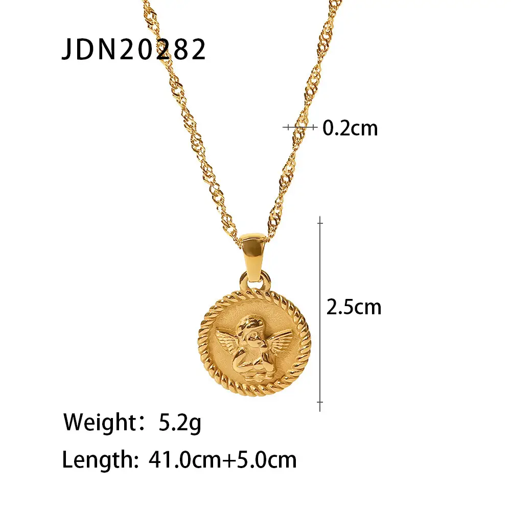 French Retro Bamang Pendant Necklace 18k Zircon Water Ripples - Image 6