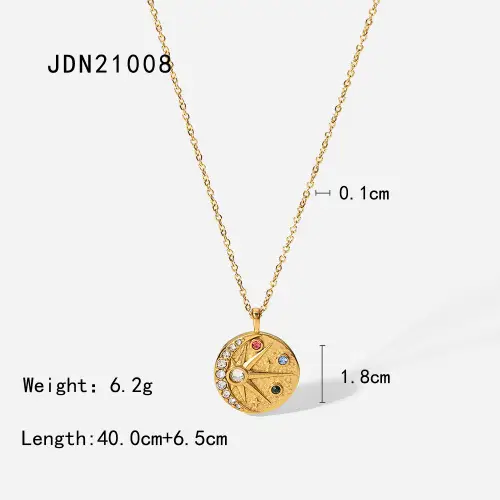 French Retro Bamang Pendant Necklace 18k Zircon Water Ripples - Image 7