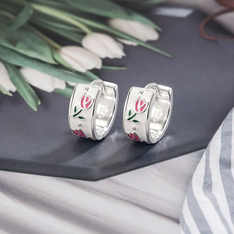 Tulip Flower Earrings for Women Silver Net 2022 - Image 2