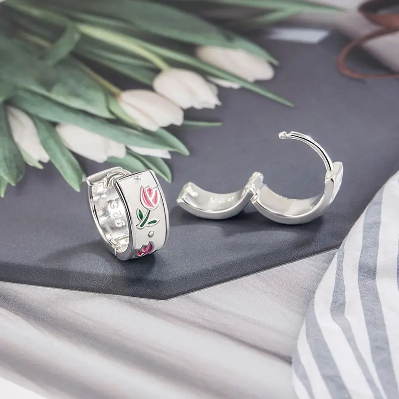 Tulip Flower Earrings for Women Silver Net 2022 - Image 3