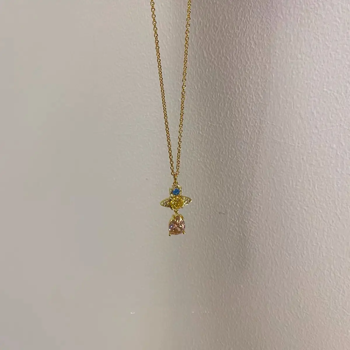 2023 Saturn Light Luxury Colorful Diamond Zircon Necklace Mermaid Tears Water Drop Pendant - Image 6