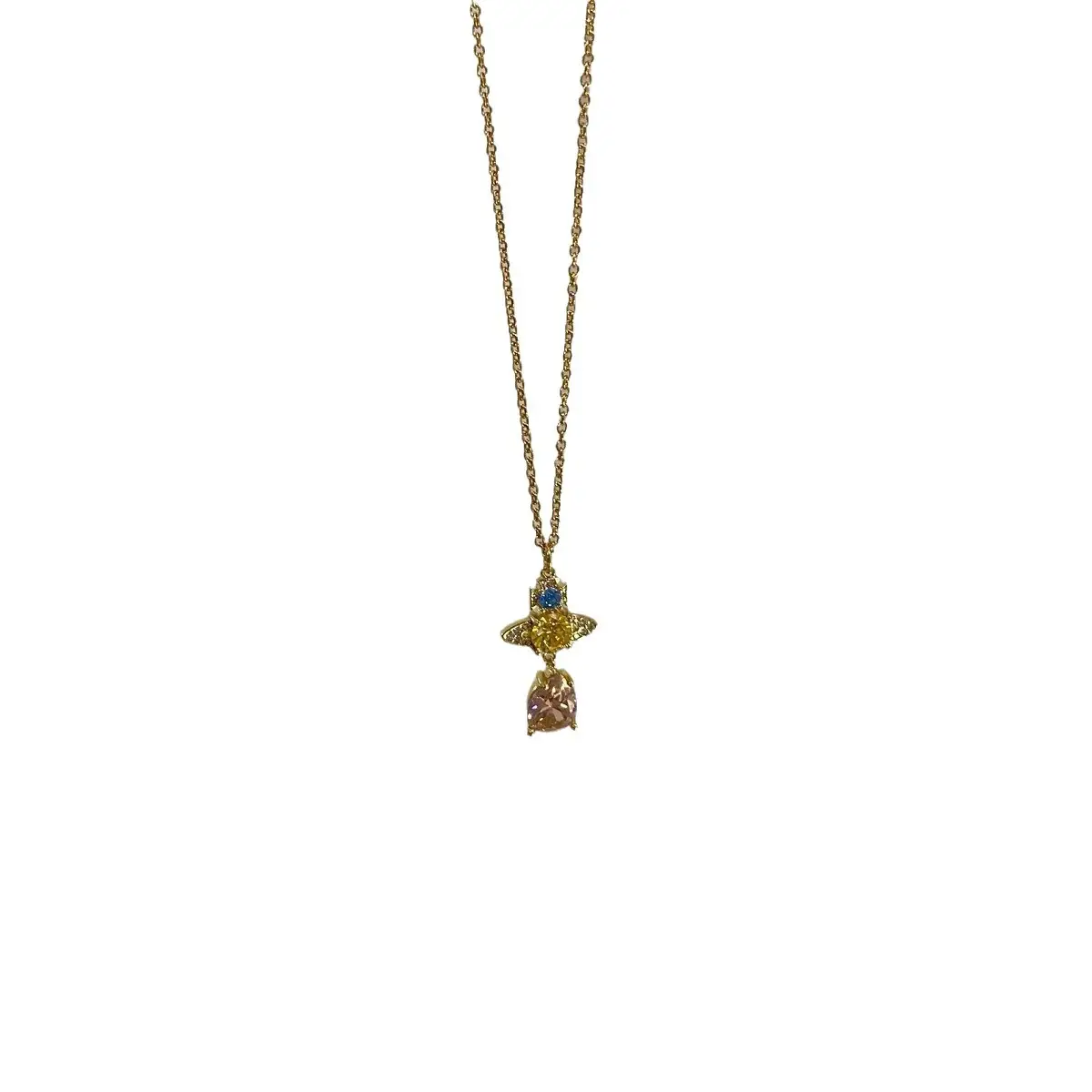 2023 Saturn Light Luxury Colorful Diamond Zircon Necklace Mermaid Tears Water Drop Pendant - Image 7
