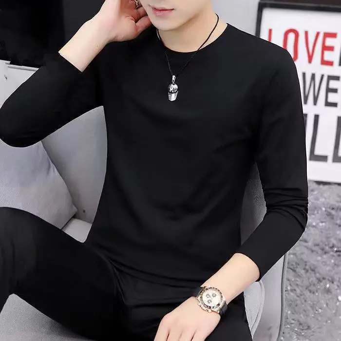 Men Navy White Collar Fake Two Piece T-Shirt - Image 4