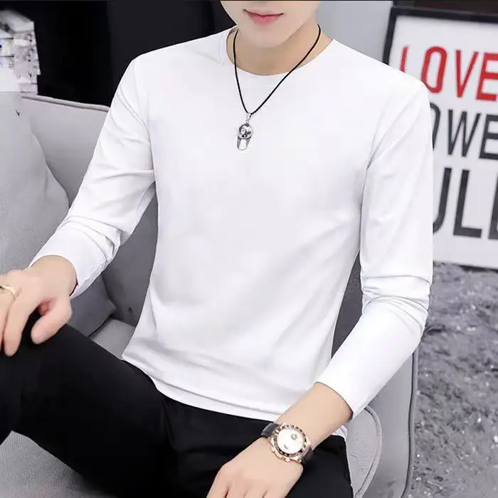 Men Navy White Collar Fake Two Piece T-Shirt - Image 5