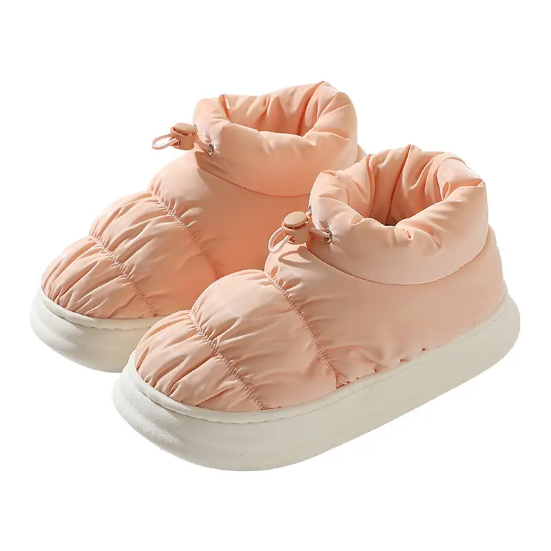 Cotton Slippers for Women, down Fabric, Home Indoor Thick-Soled Non-Slip Couple's Waterproof Cotton Shoes for Men, Home Warmth - Image 7