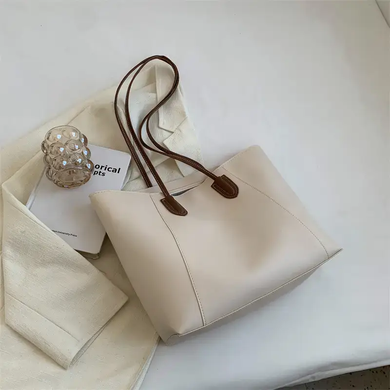 Women's Cream Tote Bag Large Capacity Shoulder Bag - Image 2