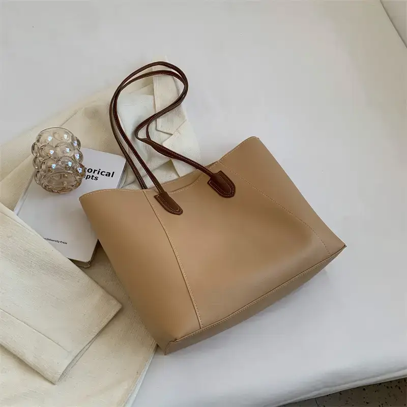 Women's Cream Tote Bag Large Capacity Shoulder Bag - Image 3