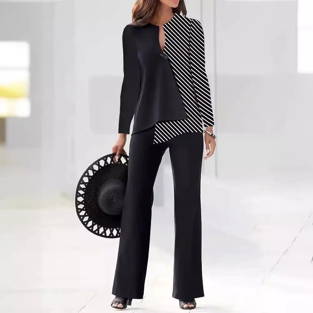 Black Striped Casual Suit 2024 Spring Autumn - Image 4