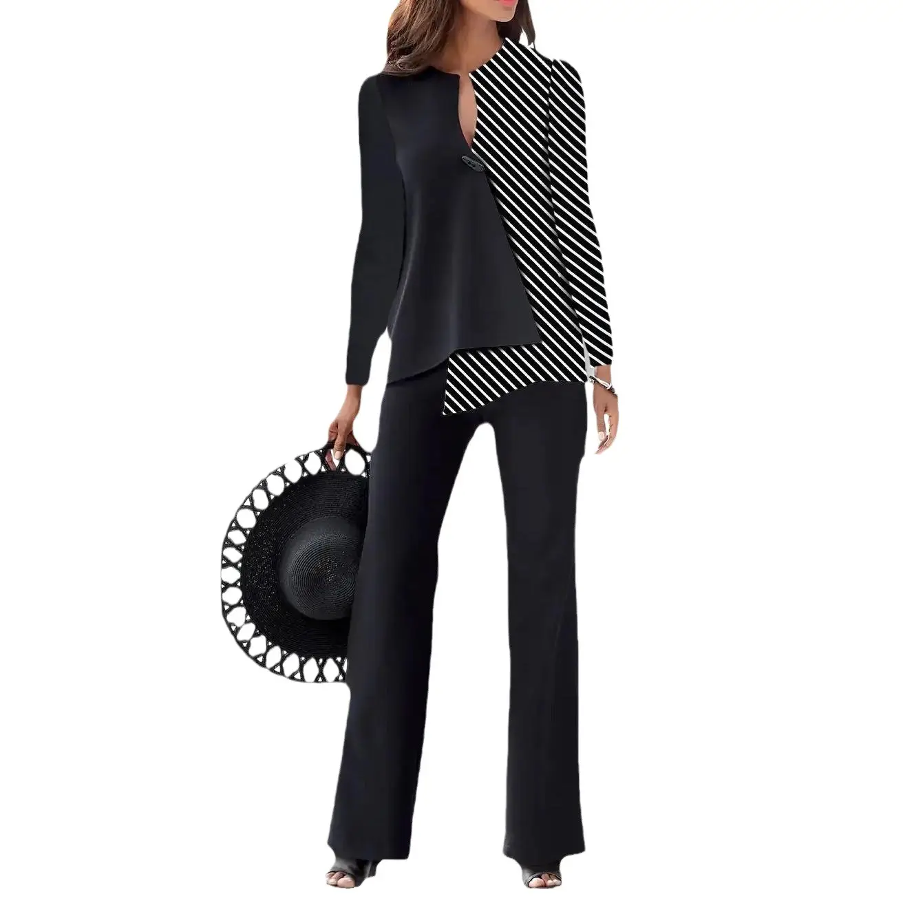 Black Striped Casual Suit 2024 Spring Autumn - Image 6