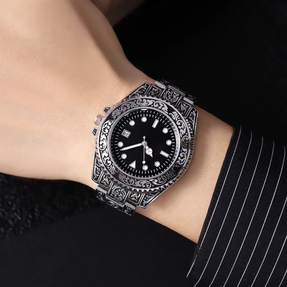 Men's Quartz Watch with Retro Strap & White Dial