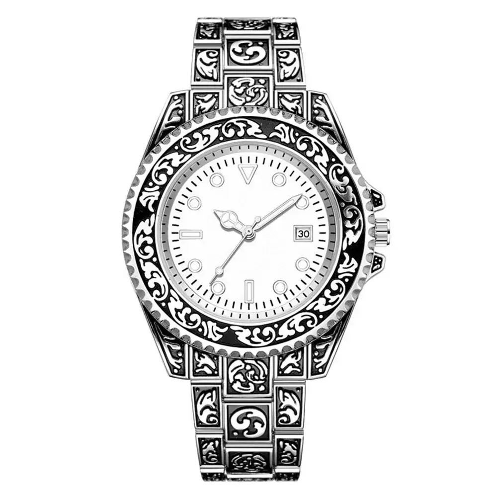 Men's Quartz Watch with Retro Strap & White Dial