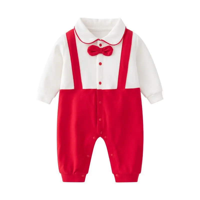 Red Little Dress Baby Jumpsuit Spring Autumn Gentleman Style - Image 6