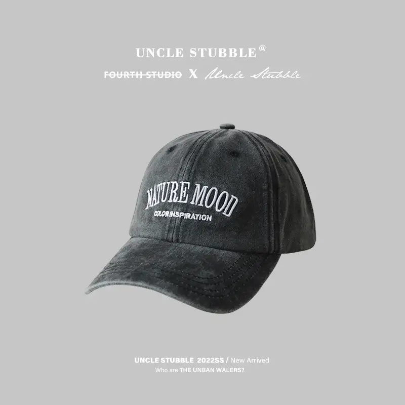 Men Women White Distressed Cap Curved Eaves