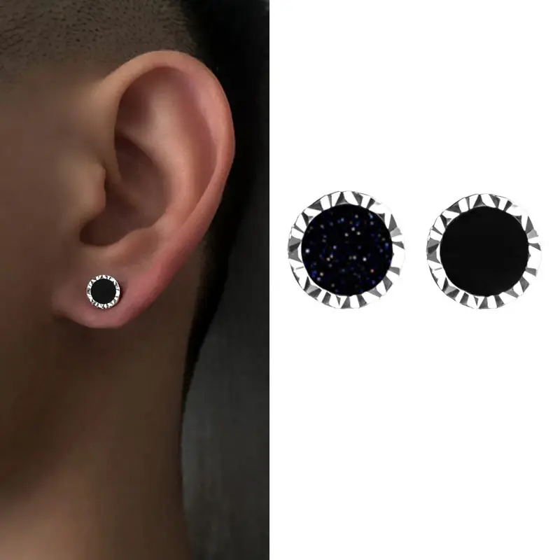 Men & Women Black Stud Earrings Hip Hop Fashion