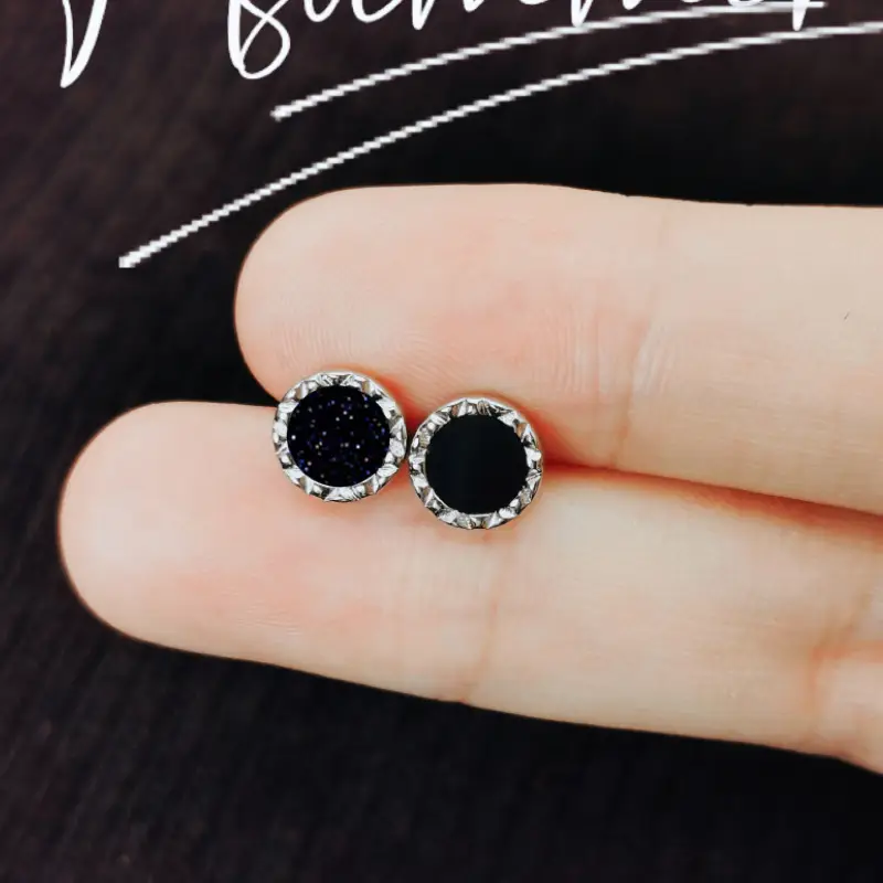 Men & Women Black Stud Earrings Hip Hop Fashion