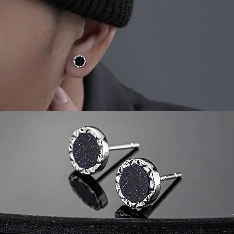 Men & Women Black Stud Earrings Hip Hop Fashion