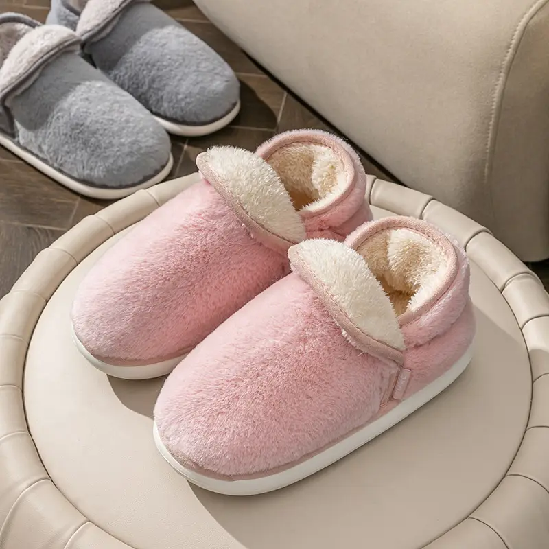 2024 New Style Bag-heel Cotton Slippers Feeling Female Winter Couple Household Indoor Home Thick-soled Warm Cotton Shoes for Men