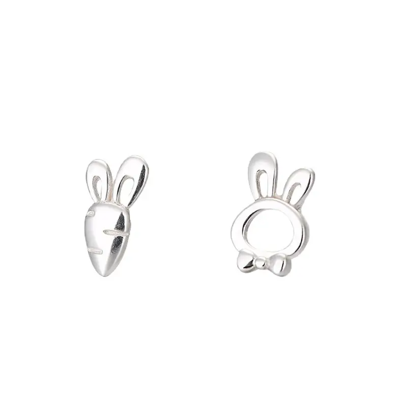Square S925 Sterling Silver Radish Rabbit Earrings for Women - Image 5