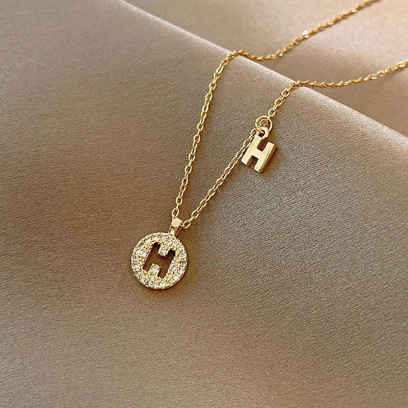 Gold Titanium Clavicle Necklace for Women