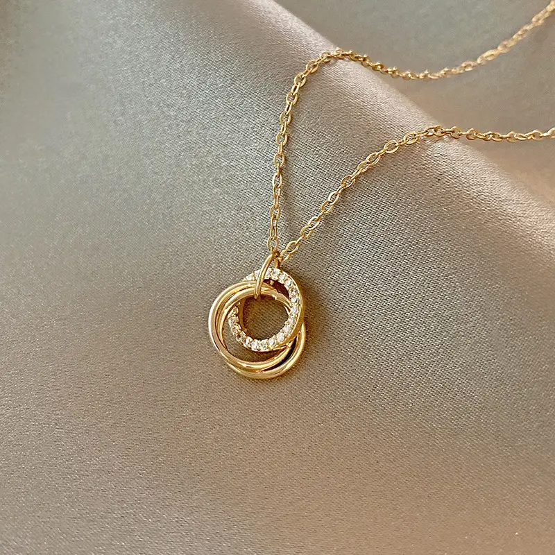 Gold Titanium Clavicle Necklace for Women