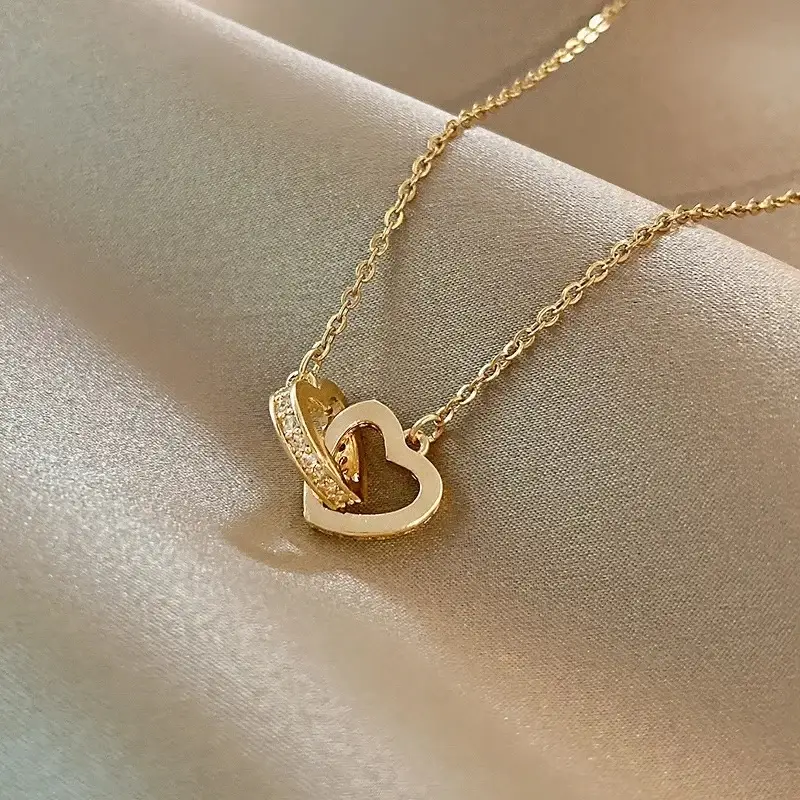 Gold Titanium Clavicle Necklace for Women