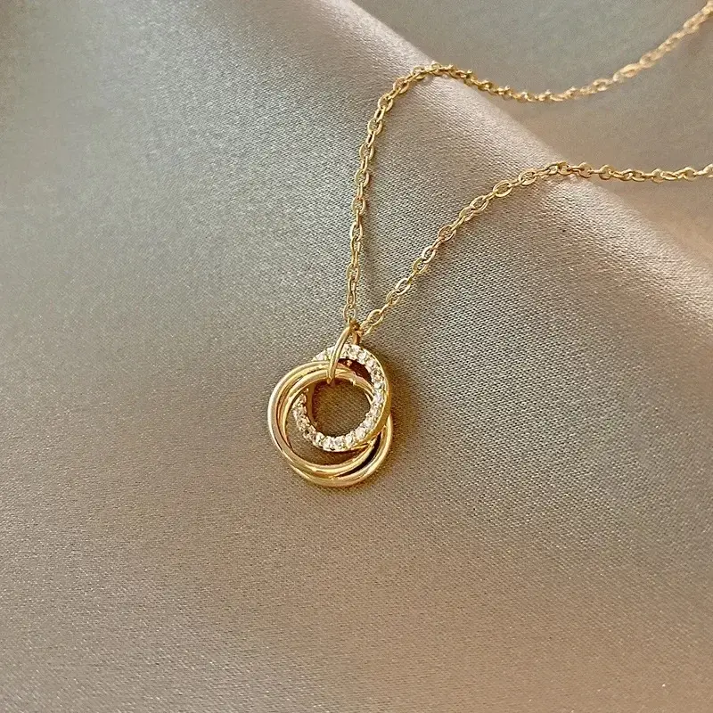 Gold Titanium Clavicle Necklace for Women